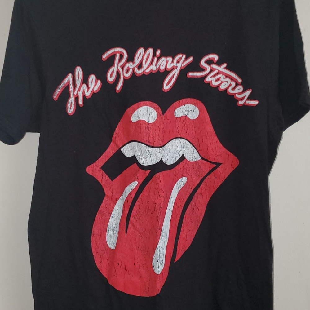 Rolling Stones Distressed Tongue Lips Black T Shirt - Picture 4 of 4